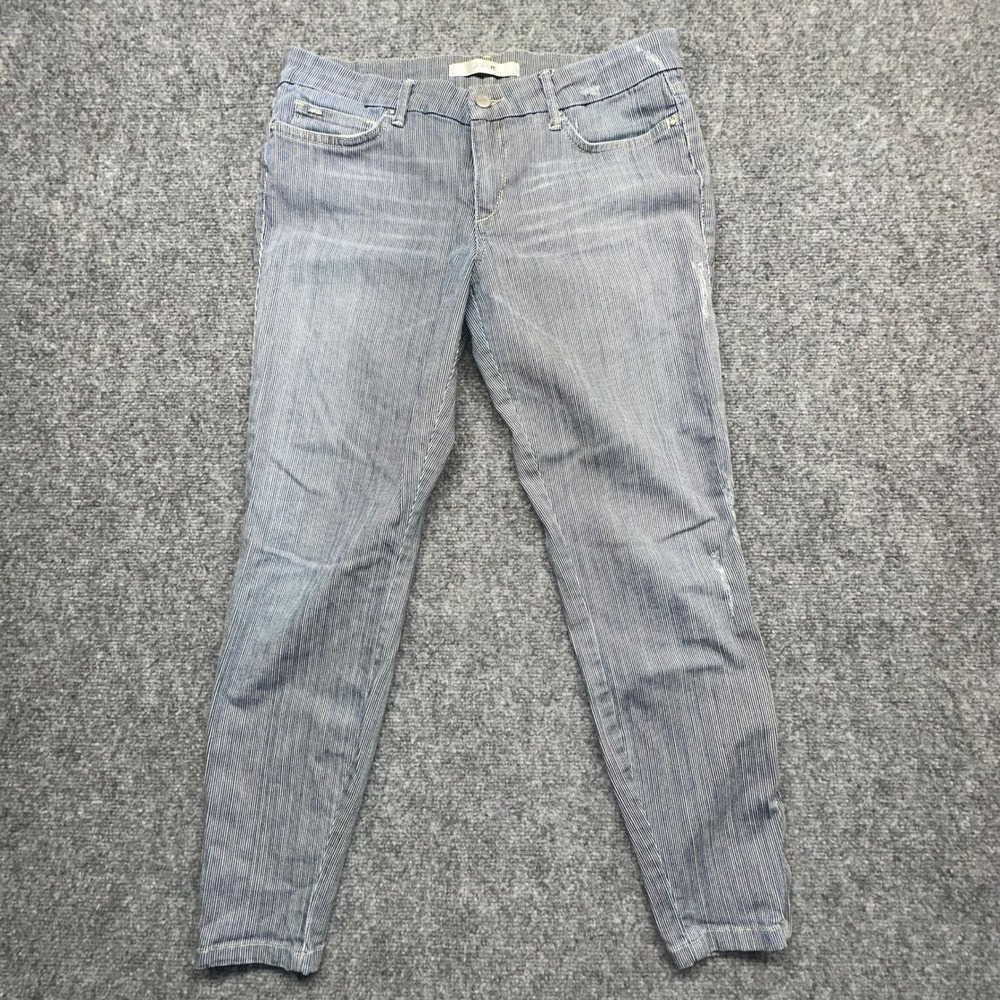 Joes Jeans Ankle Zip Chelsea Hickory Stripe Skinny Pants Blue‎ White Womens 30